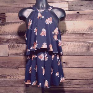 NWT Listicle Romper Womens Size Medium Lined Polyester Breathable Halter Blue Fl